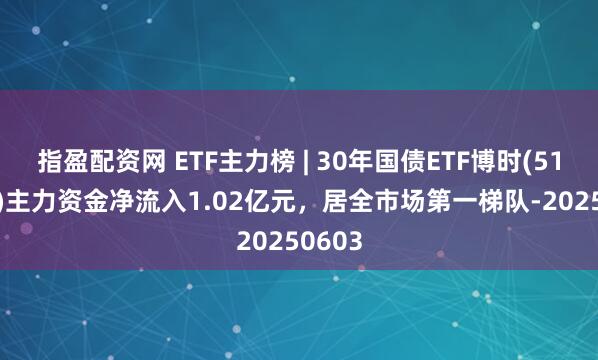 指盈配资网 ETF主力榜 | 30年国债ETF博时(511130)主力资金净流入1.02亿元，居全市场第一梯队-20250603